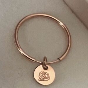 Made by Mary Evie Hoop Earrings with September Peony Stamped Charm New in Box